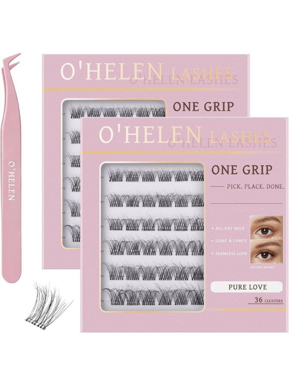 Self-Adhesive Eyelash Clusters - 72 Pcs, No Glue, Invisible Tape, Long-Lasting